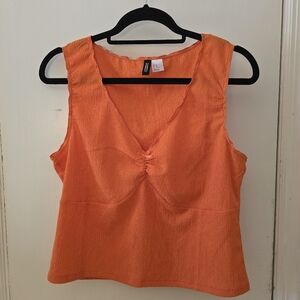 H&M DIVIDED Crinkled Jersey Sleeveless Top, Bright Orange, Size XL